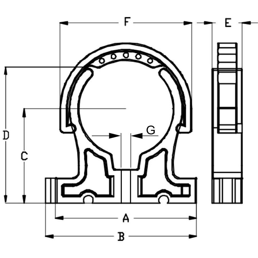 Supports de tuyaux en PP – Ø50mm, Ø63mm, Ø75 mm et Ø110 mm