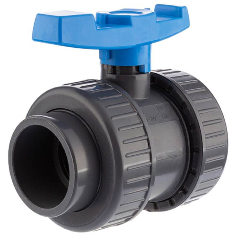 PVC-U Kugelhahn 2-fach Klebemuffe (20–75 mm)