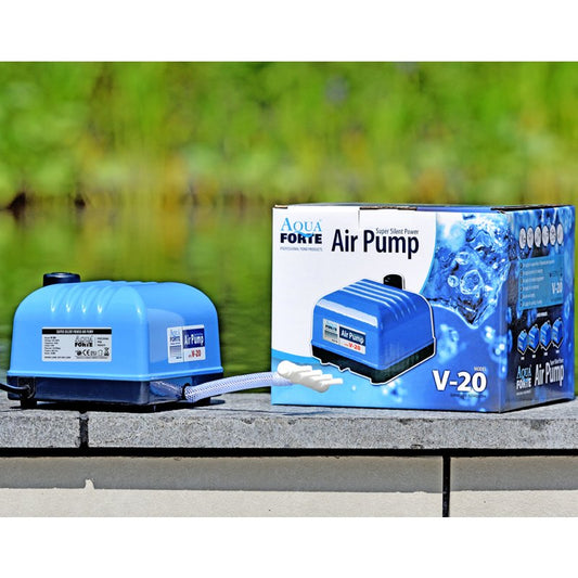 AquaForte V-Serie V-20 Luftpumpe – leise Membranpumpe für Aquaponik & Teich | Flos Aquaponik