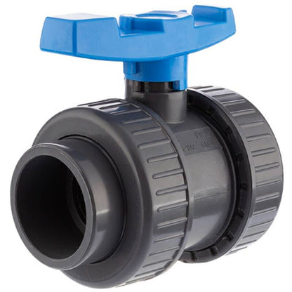 PVC-U Kugelhahn 2-fach Klebemuffe (20–75 mm)
